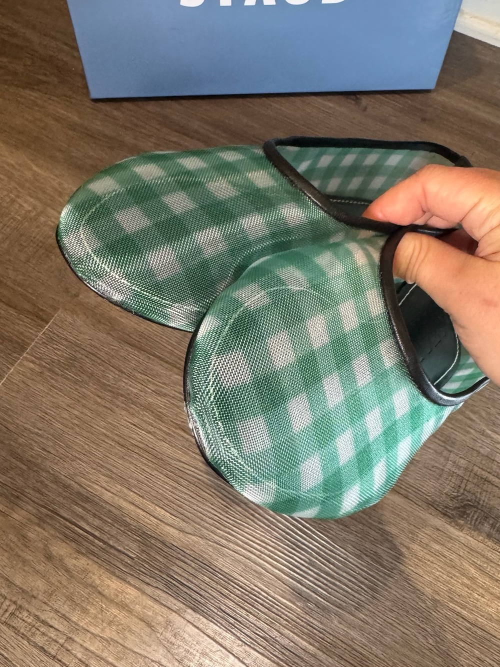 STAUD Alba Jade Gingham Mesh Ballet Flats - Picture 9 of 15